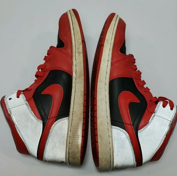 Nike Air Jordan 1 Mid Men’s Athletic Shoes Size 10 Fire Red Cement 554724-603 main image 6